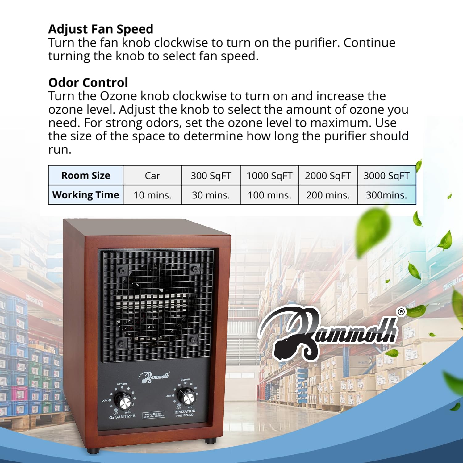 Mammoth odor eliminator for home and car helps create a fresher environment.