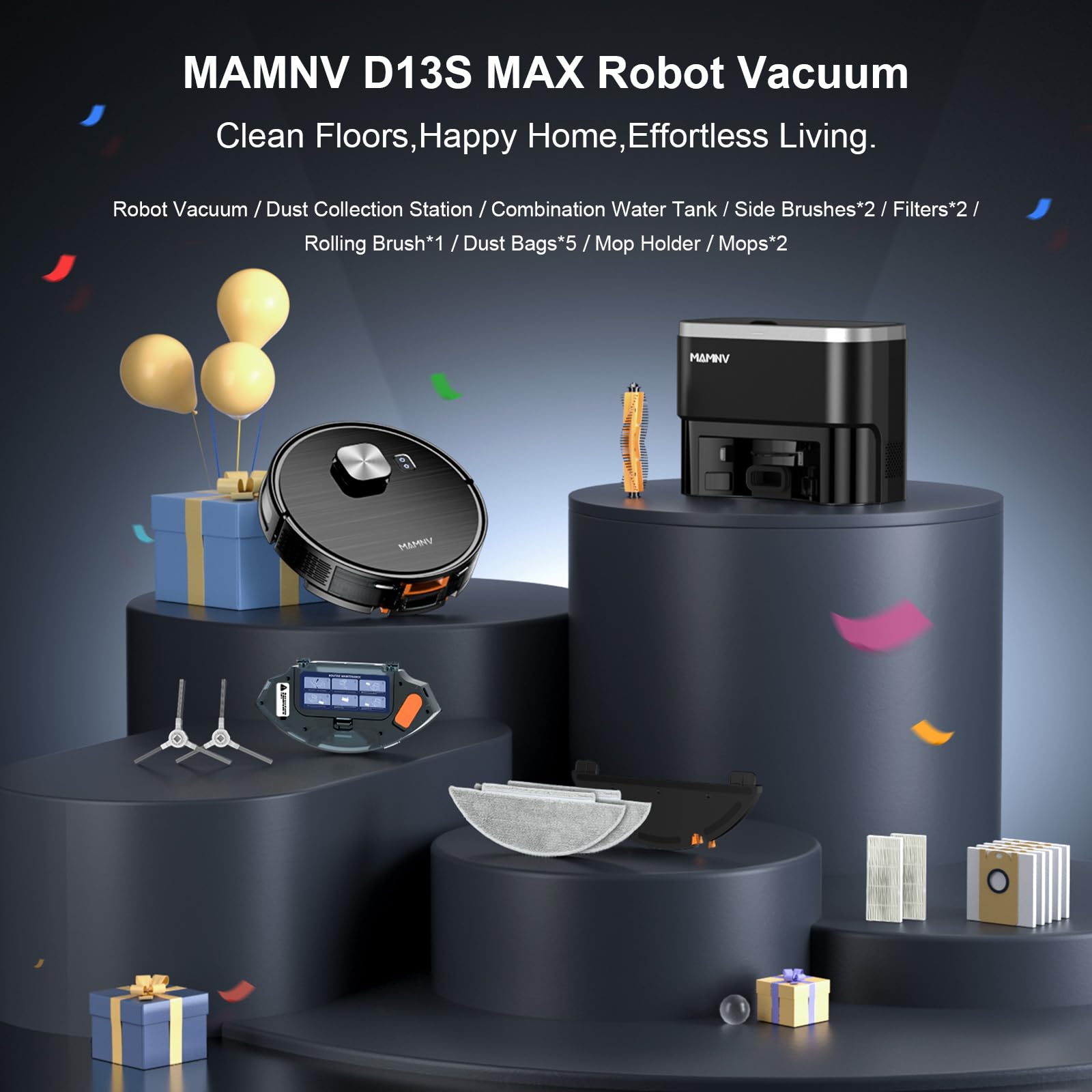 MAMNV Robot Vacuum-Full Kit Included with base and accessories