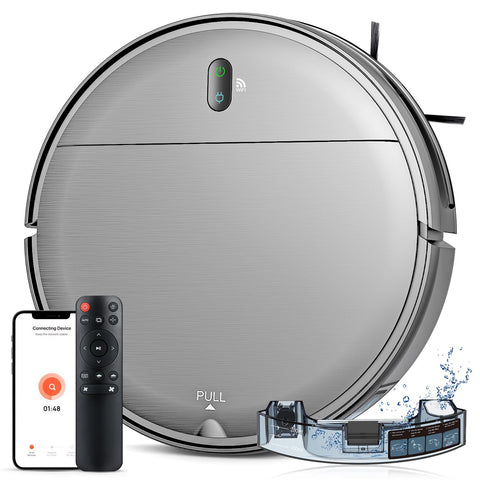 MAMNV robot vacuum-mop combo cleans hard floors effectively