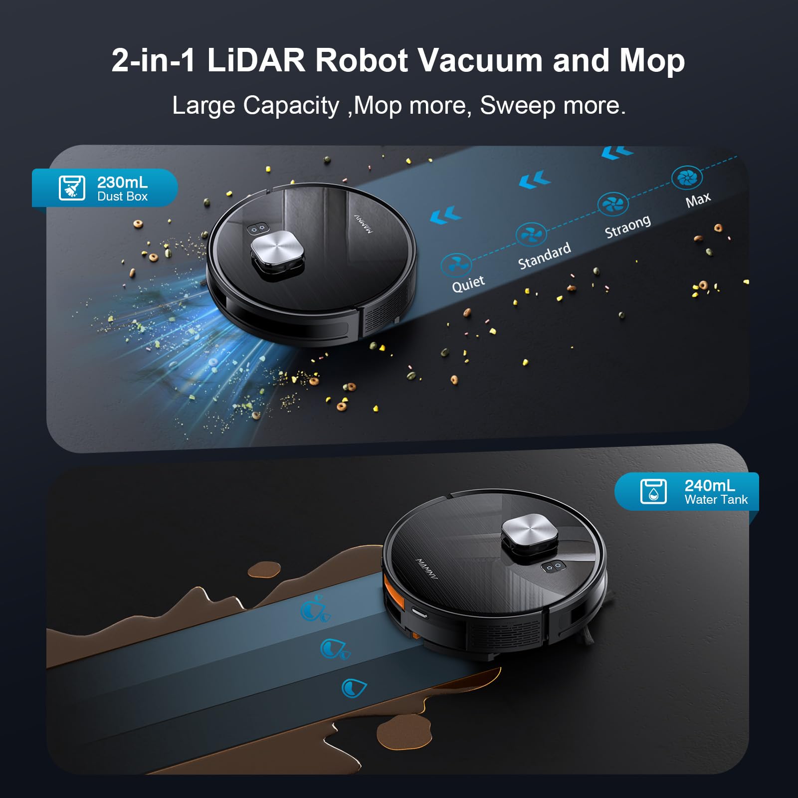 MAMNV Robot Vacuum Self Emptying Base enables hands-free dust disposal after clean cycles