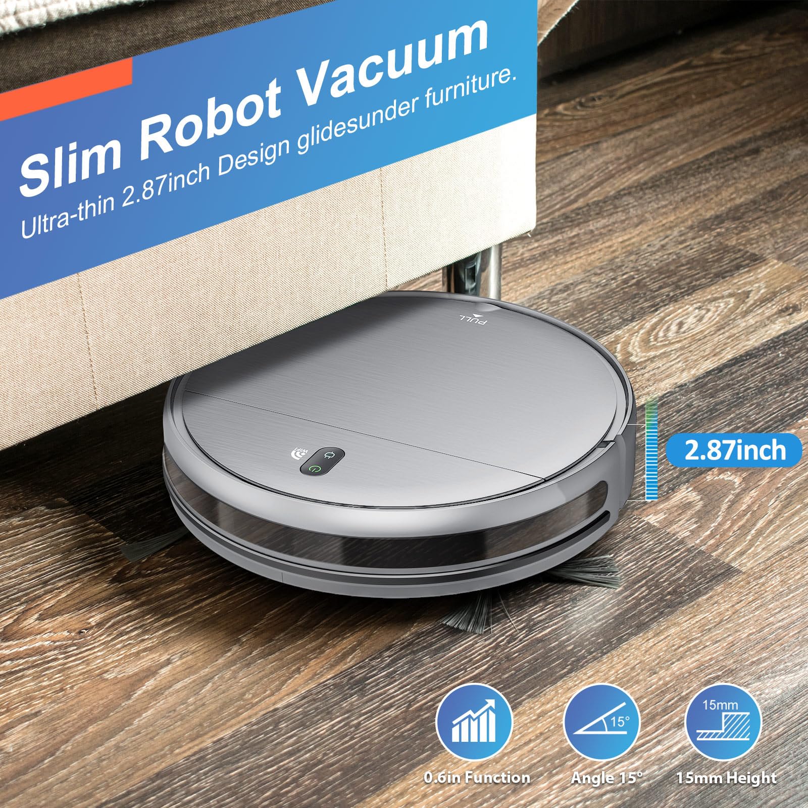 Strong suction with 3D obstacle avoidance protects furniture