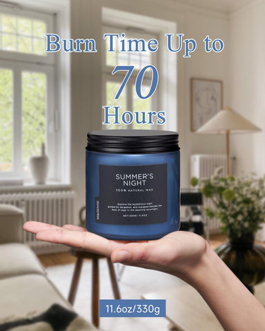 M&SENSE Summer's Night dual wicks detail for steady, soot-free burn.