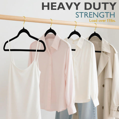 ManGotree non-slip velvet hanger with contoured shoulders preserves garment shape.