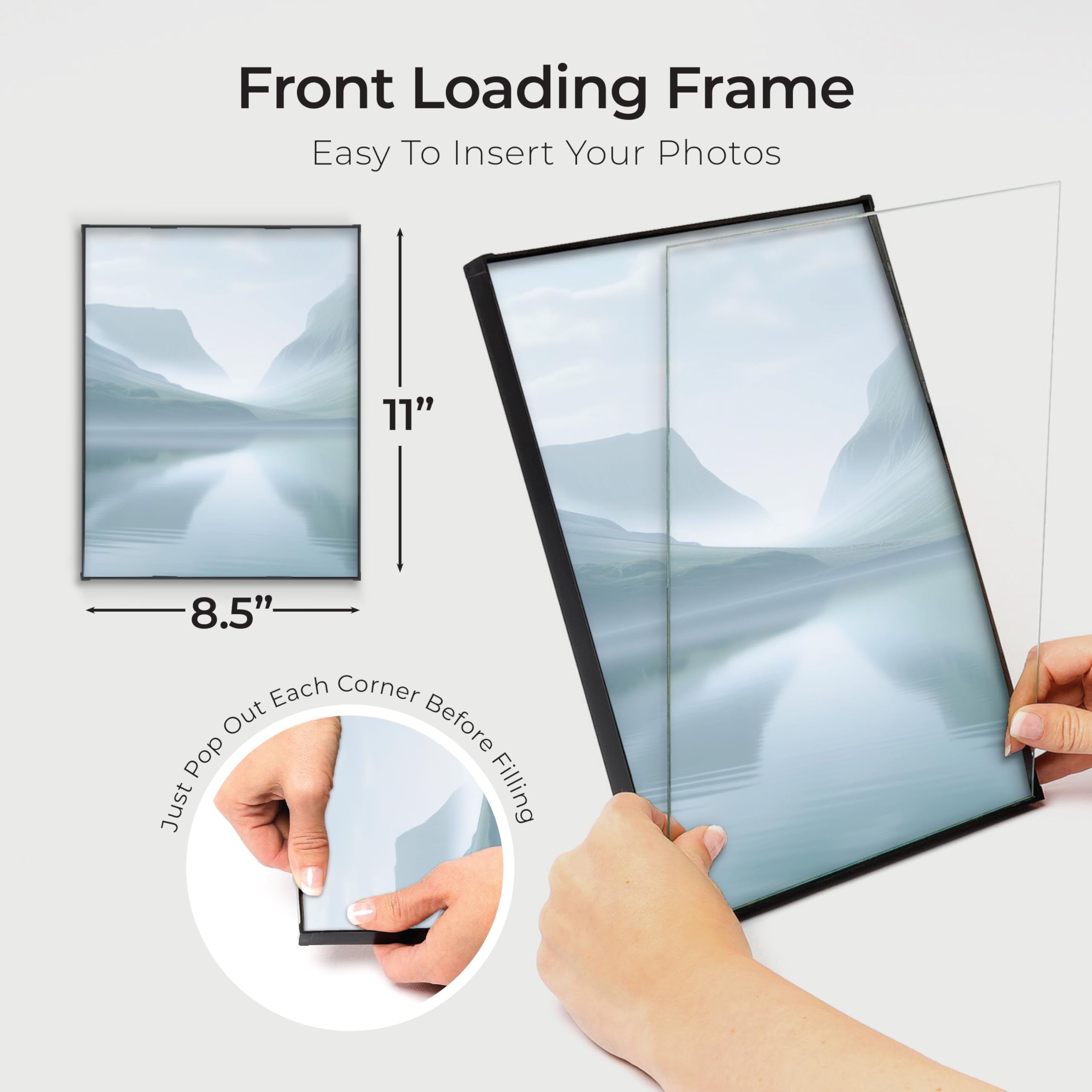 Mantello Essentials 8.5x11 frame with back hole for hanging