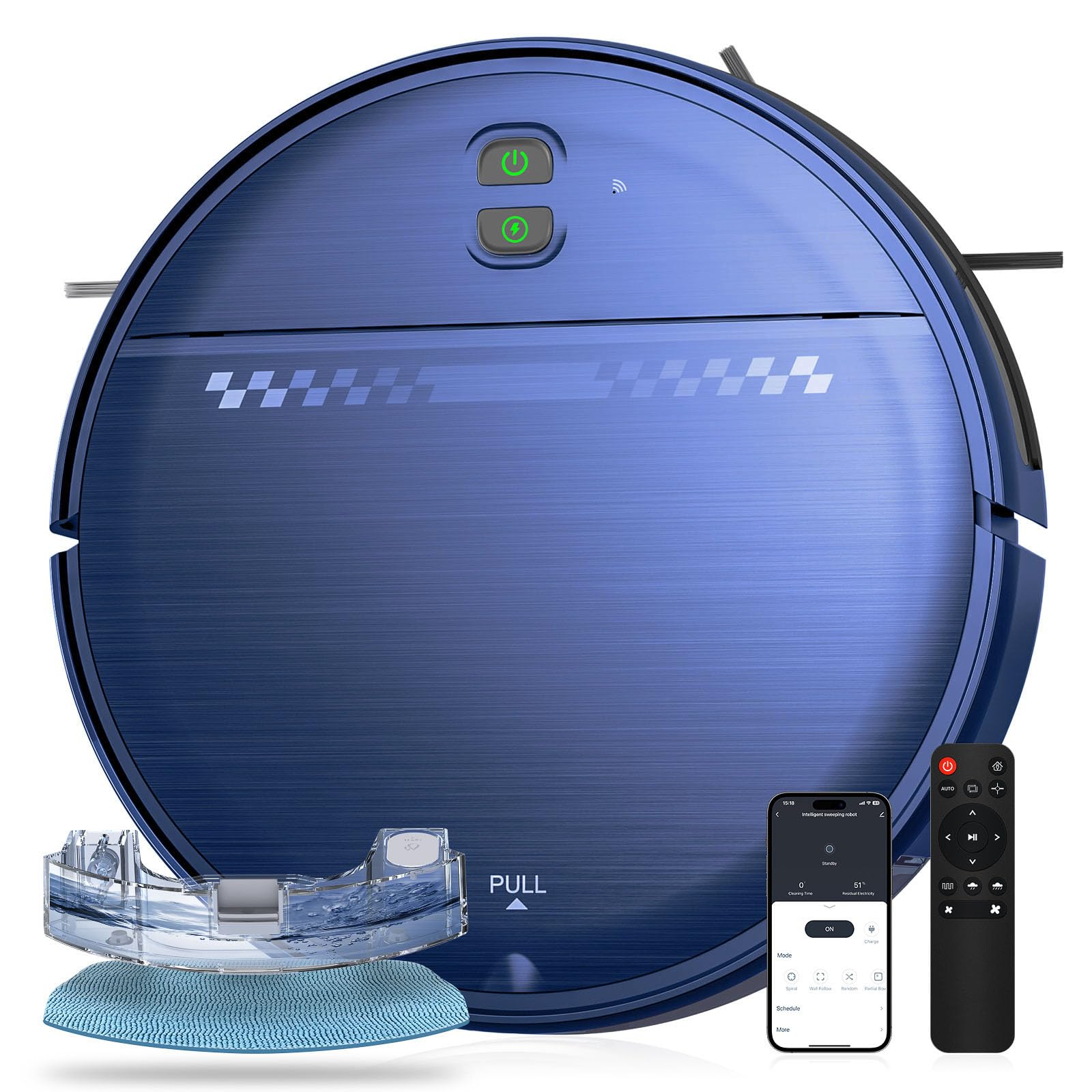 MANVN 2-in-1 robot vacuum-mop front view for under-bed cleaning