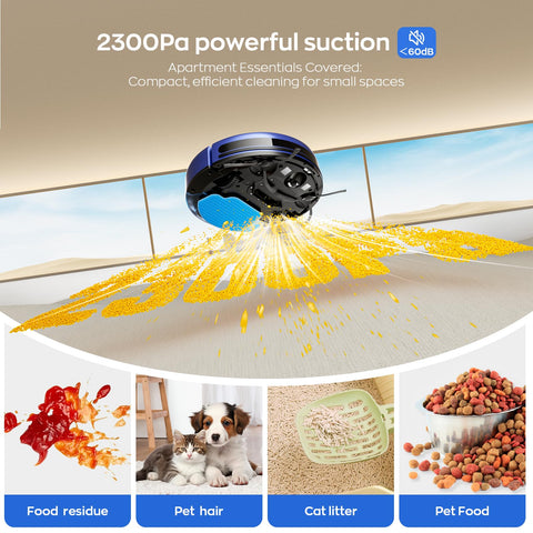 MANVN robot vacuum-mop under-furniture view highlights slim profile