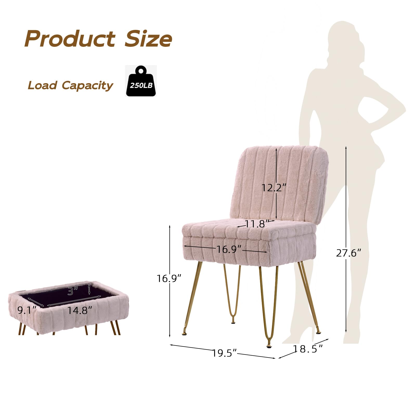 Manyday Vanity Chair offers plush comfort during dressing and makeup routines.