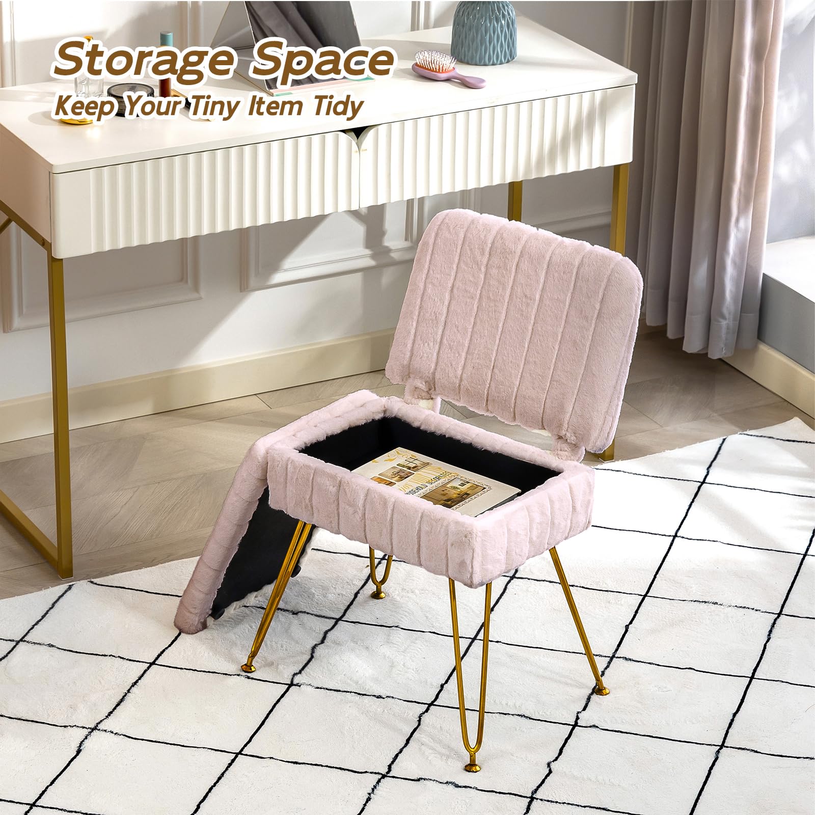 Manyday Vanity Chair is easy to assemble with included hardware.