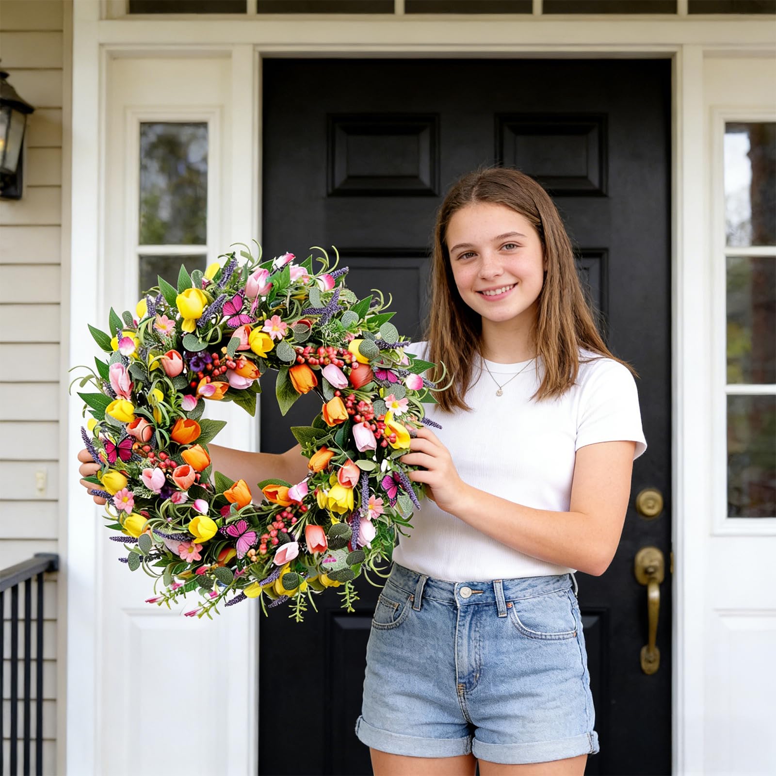 Mapaim front door wreath hung indoors or outdoors for versatile decor