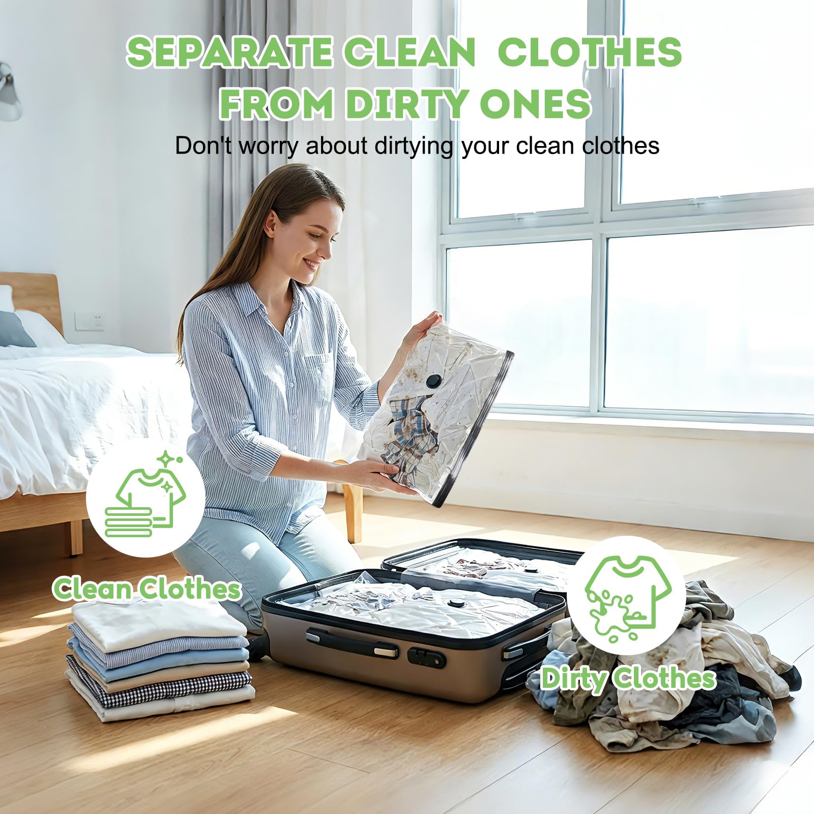 Mapambo 18-pack includes small, medium, and large bags for versatile wardrobe.
