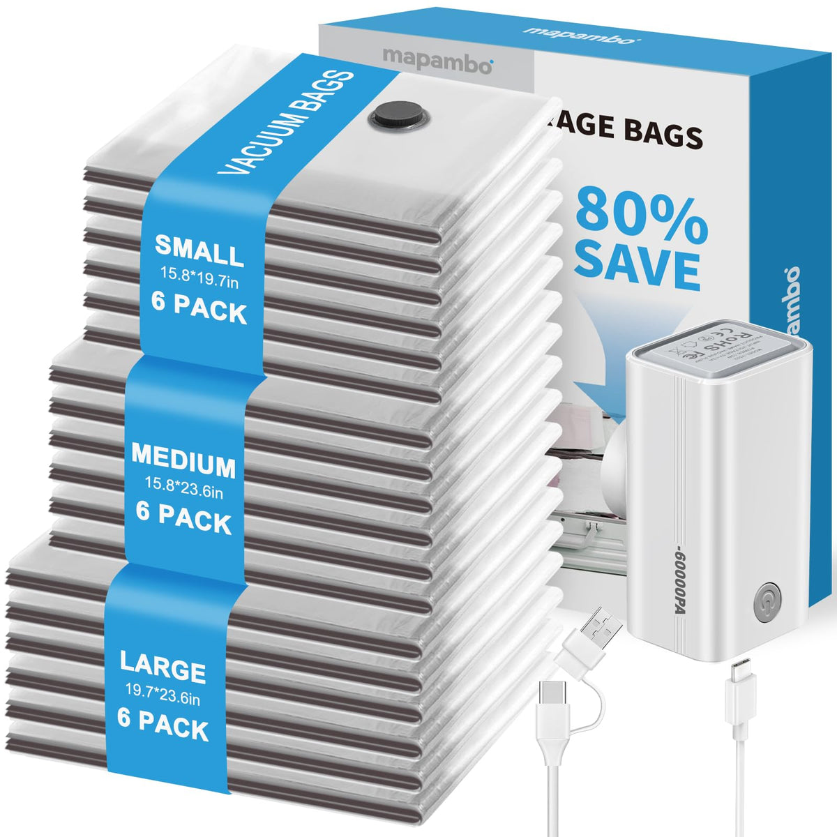 Mapambo vacuum bags small pack in use for compact travel outfits and space saving.