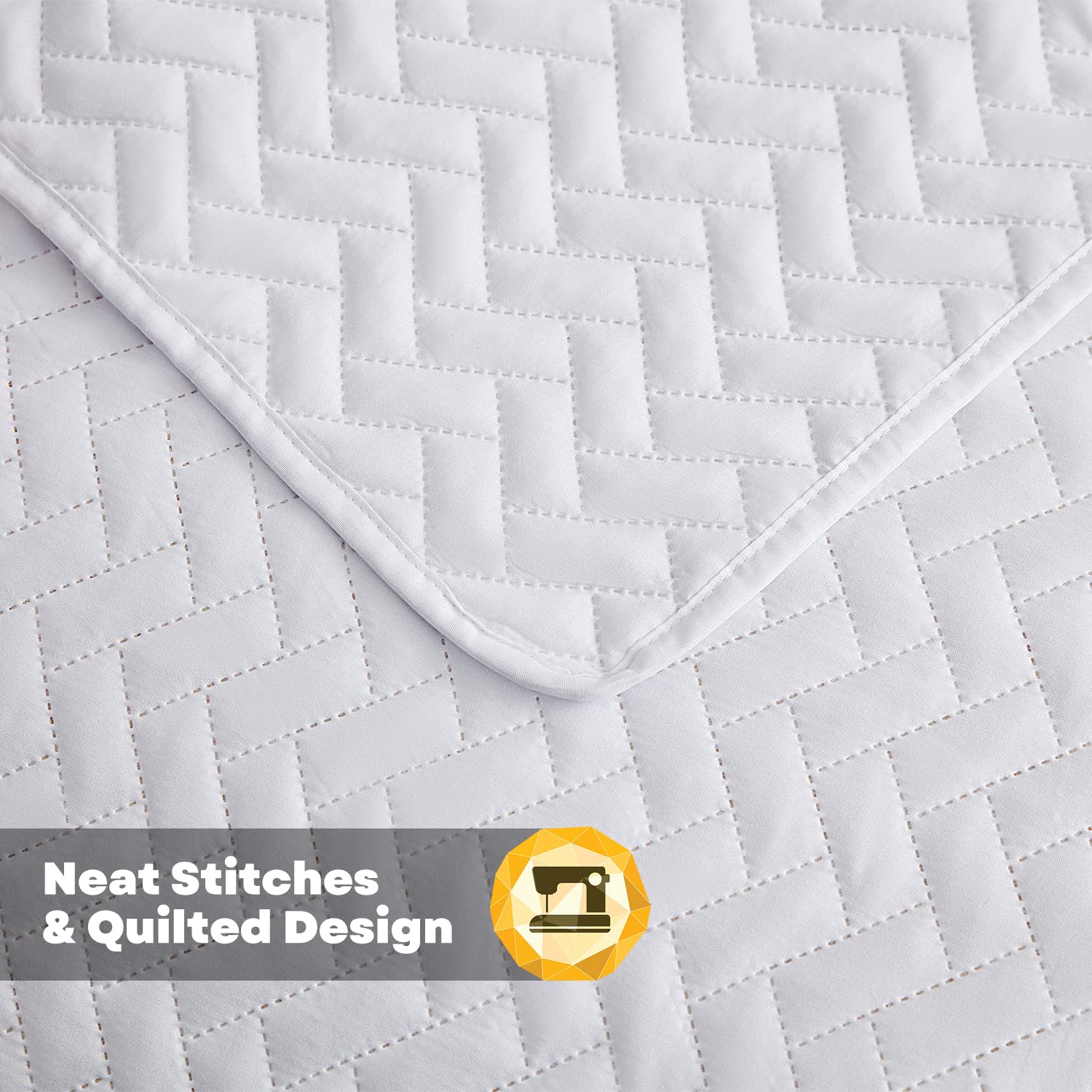 Maple&Stone quilt measured 90x96 draping over a bed for a neat silhouette.