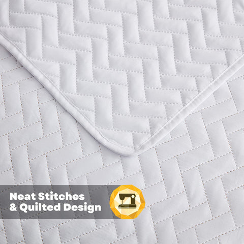 Maple&Stone quilt measured 90x96 draping over a bed for a neat silhouette.