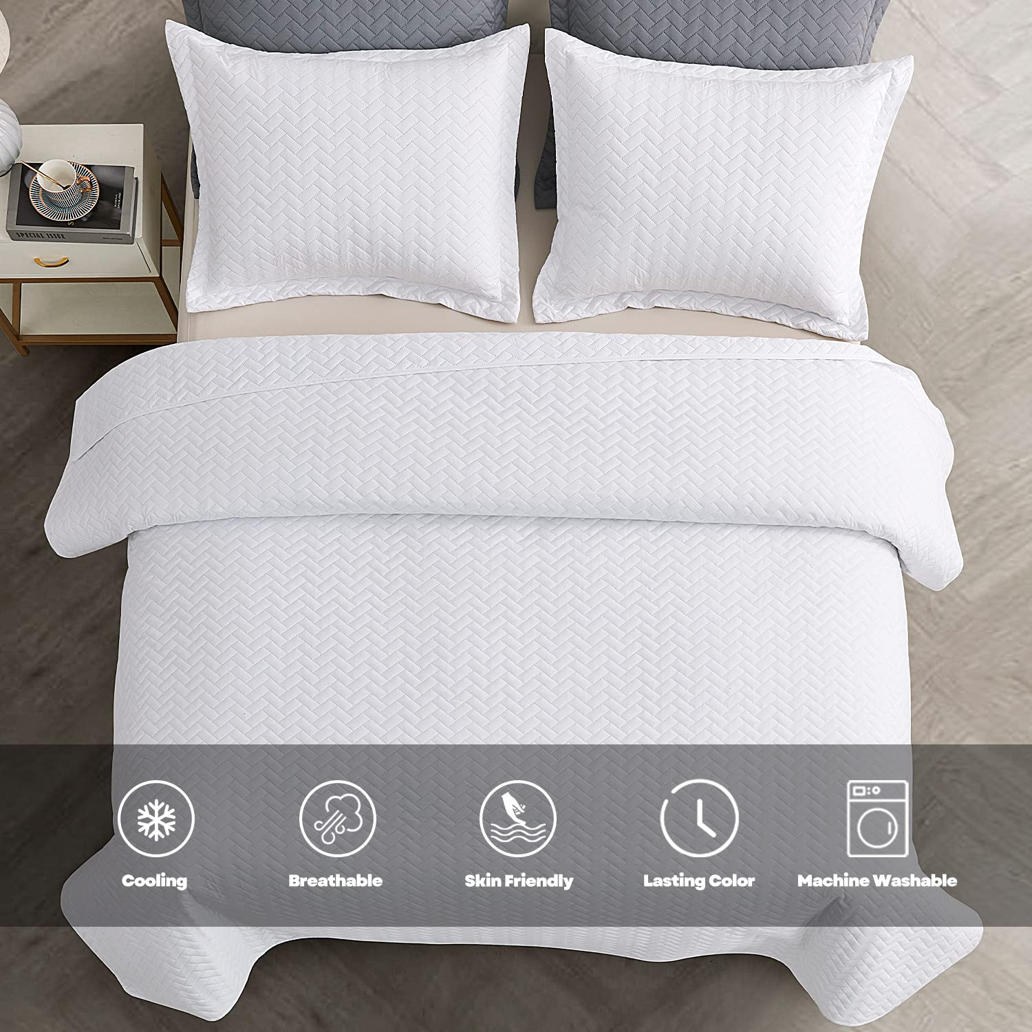 Maple&Stone lightweight bedspread showing ultrathin quilting for travel or home use.