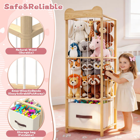 MapleGrace wooden-toy-organizer-close-up showcases a durable, smooth, splinter-free frame.