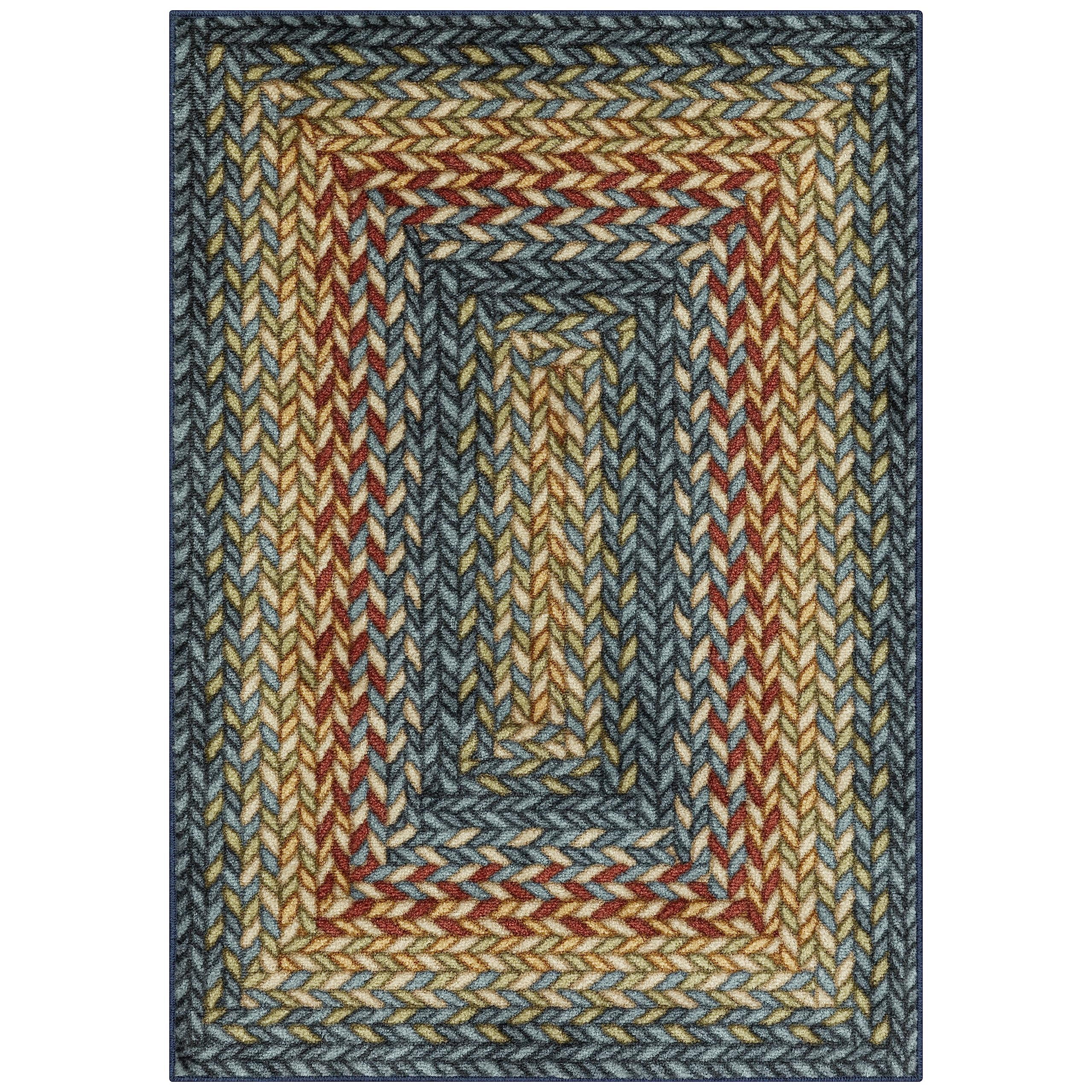 Maples Rugs Marion braided-style rug, top view showing colorful texture and bohemian charm.