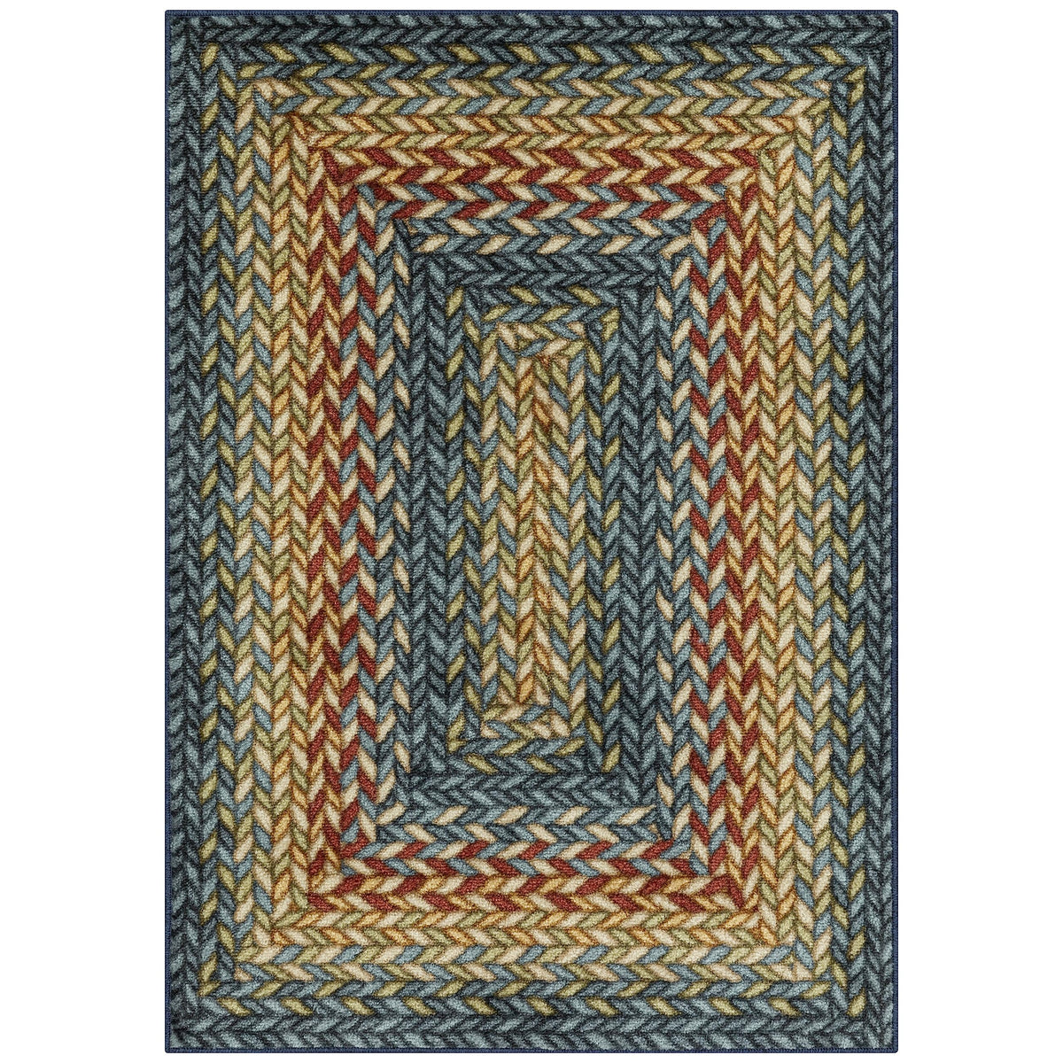 Maples Rugs Marion braided-style rug, top view showing colorful texture and bohemian charm.