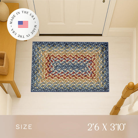 Maples Rugs Marion non-slip backing close-up demonstrates stable placement on floors.
