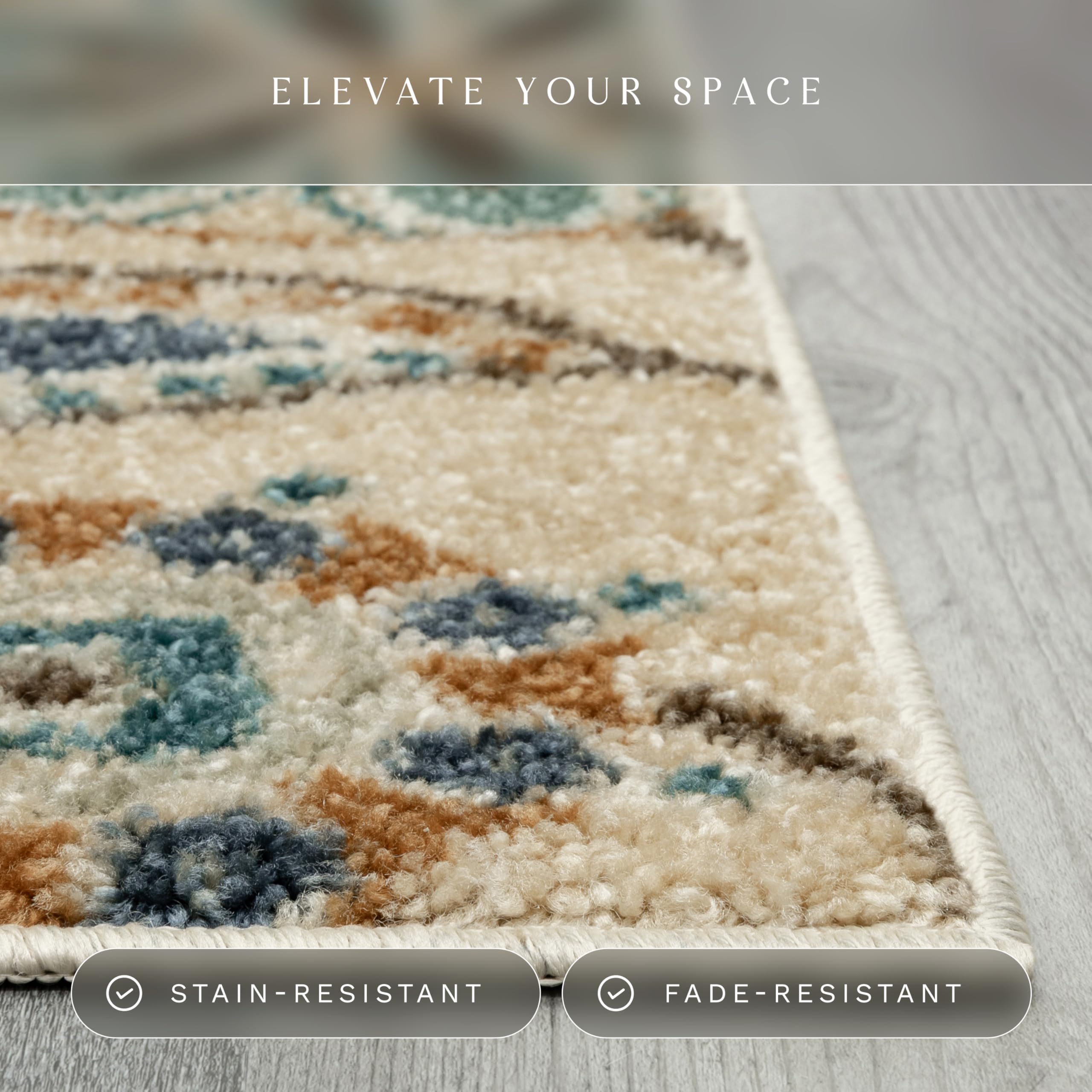 Maples Rugs Reggie bathroom scene rug demonstrates practical, easy-care design for moisture-prone spaces