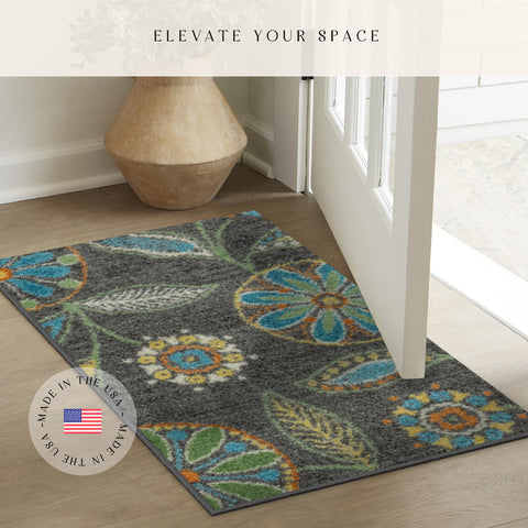 Maples Rugs Reggie closeup texture showcases plush pile and intricate floral details.