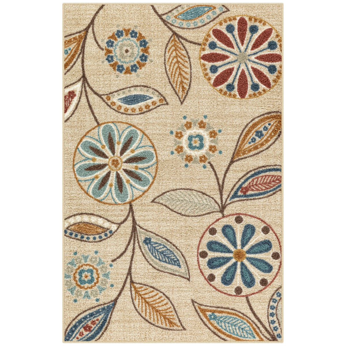 Maples Rugs Reggie floral kitchen rug in beige enhances cozy cooking spaces
