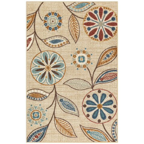 Maples Rugs Reggie floral kitchen rug in beige enhances cozy cooking spaces