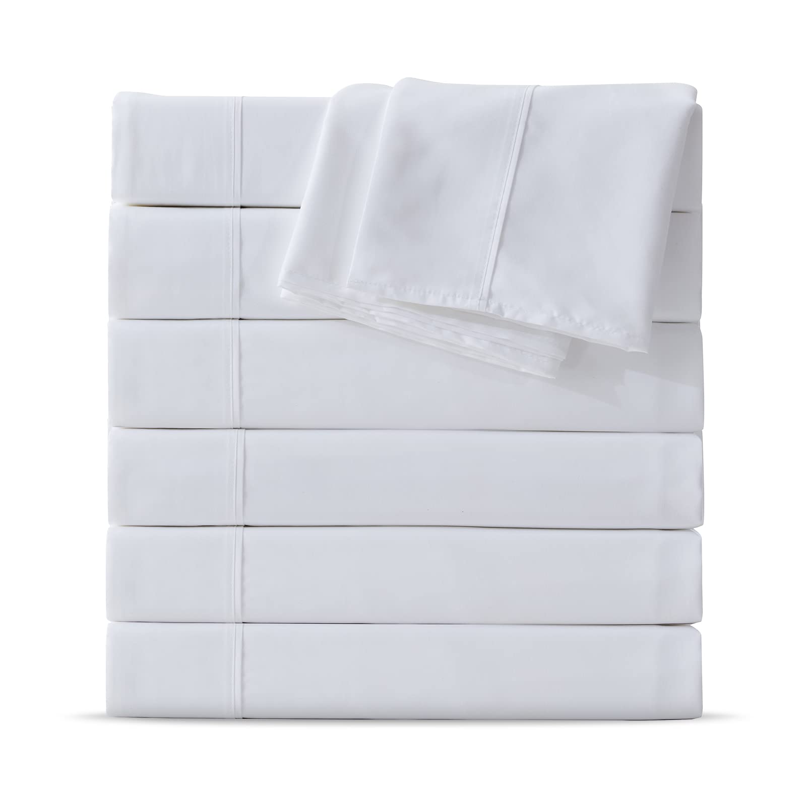 Maple&Stone twin flat sheet six-piece pack displayed, ready for hemming and stylish bed styling.