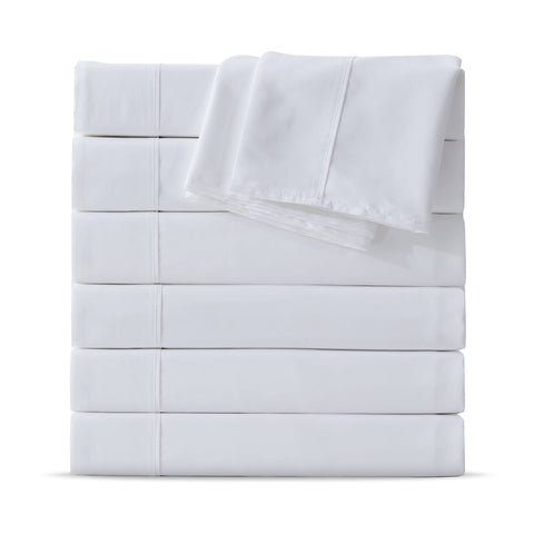 Maple&Stone twin flat sheet six-piece pack displayed, ready for hemming and stylish bed styling.