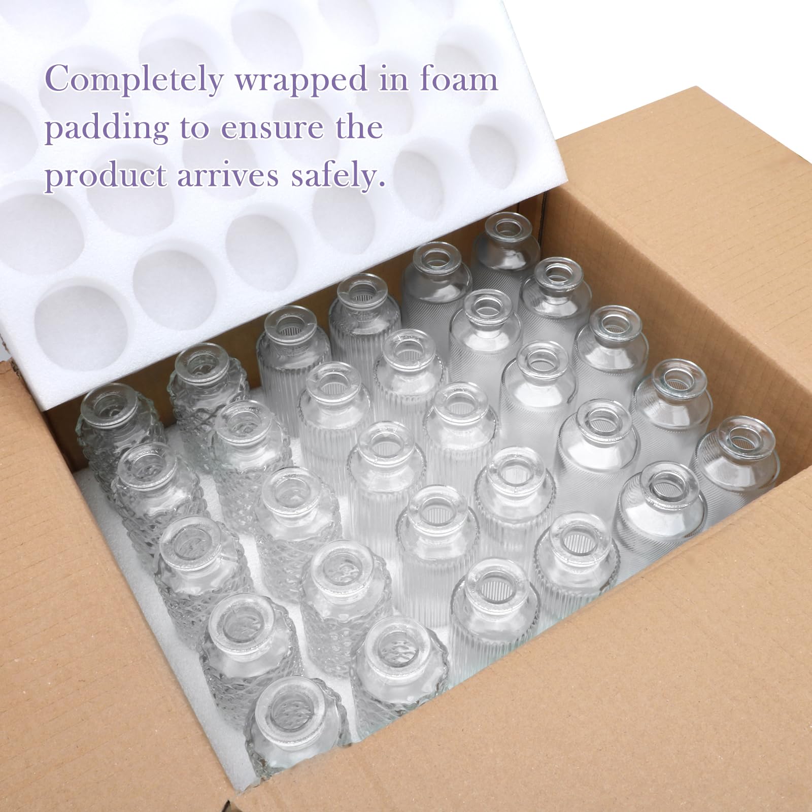 Mapoxy durable glass vases with foam padding protect during shipping.