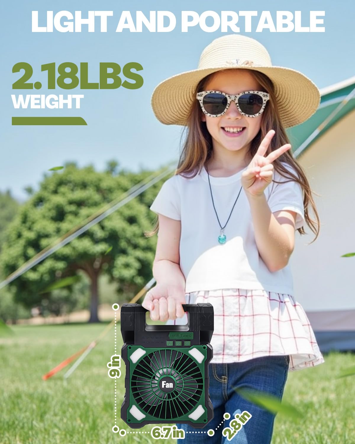 Maraiss portable camping fan in action, ideal for tent and small space cooling.