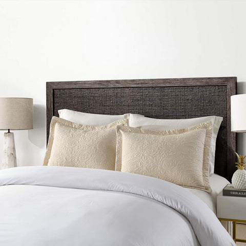 MarCielo beige embroidered pillow sham in king size with visible embroidery