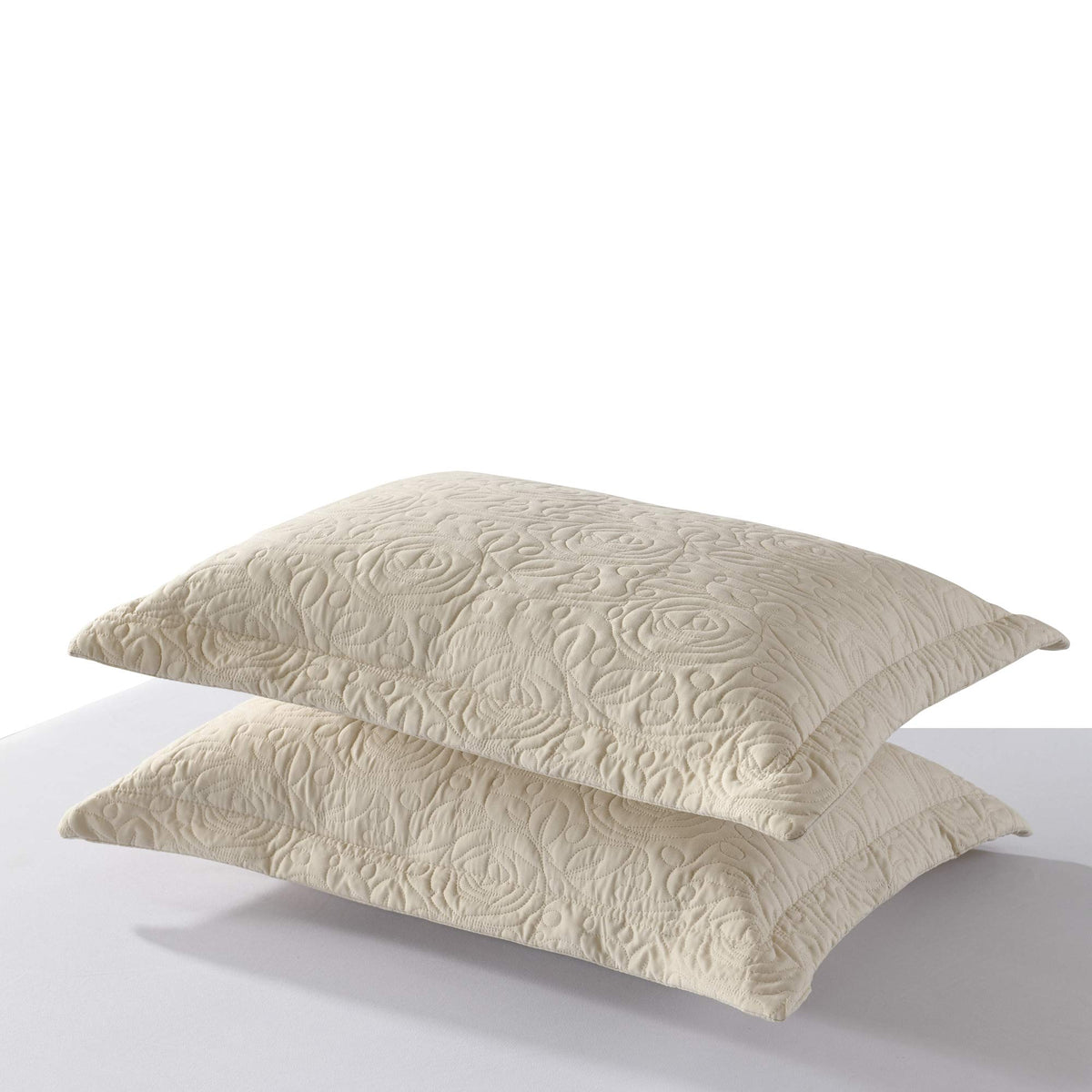 MarCielo beige embroidered pillow sham in standard size with refined stitching detail