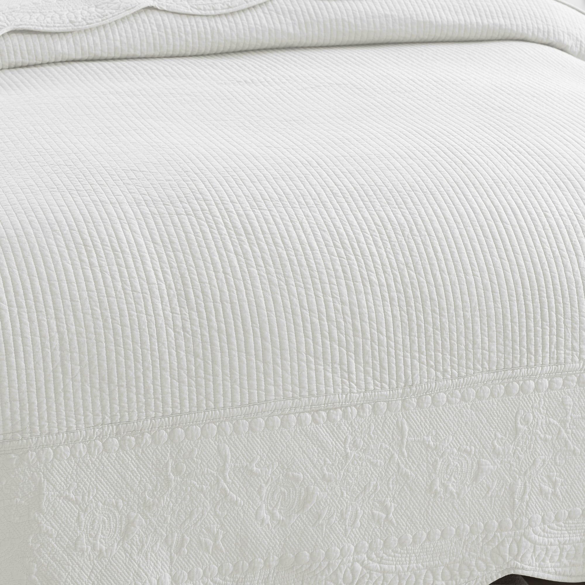 Natural-dye printed pattern on MarCielo bedding stays vibrant with colorfast results.