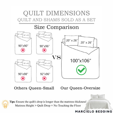 MarCielo queen-quilt 100x106 oversized fit for bedrooms.