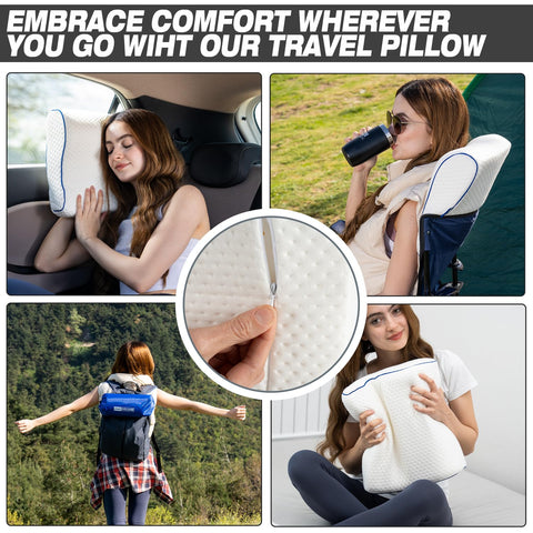 Marcolumb memory foam contour pillow supports head and neck for home-like comfort.