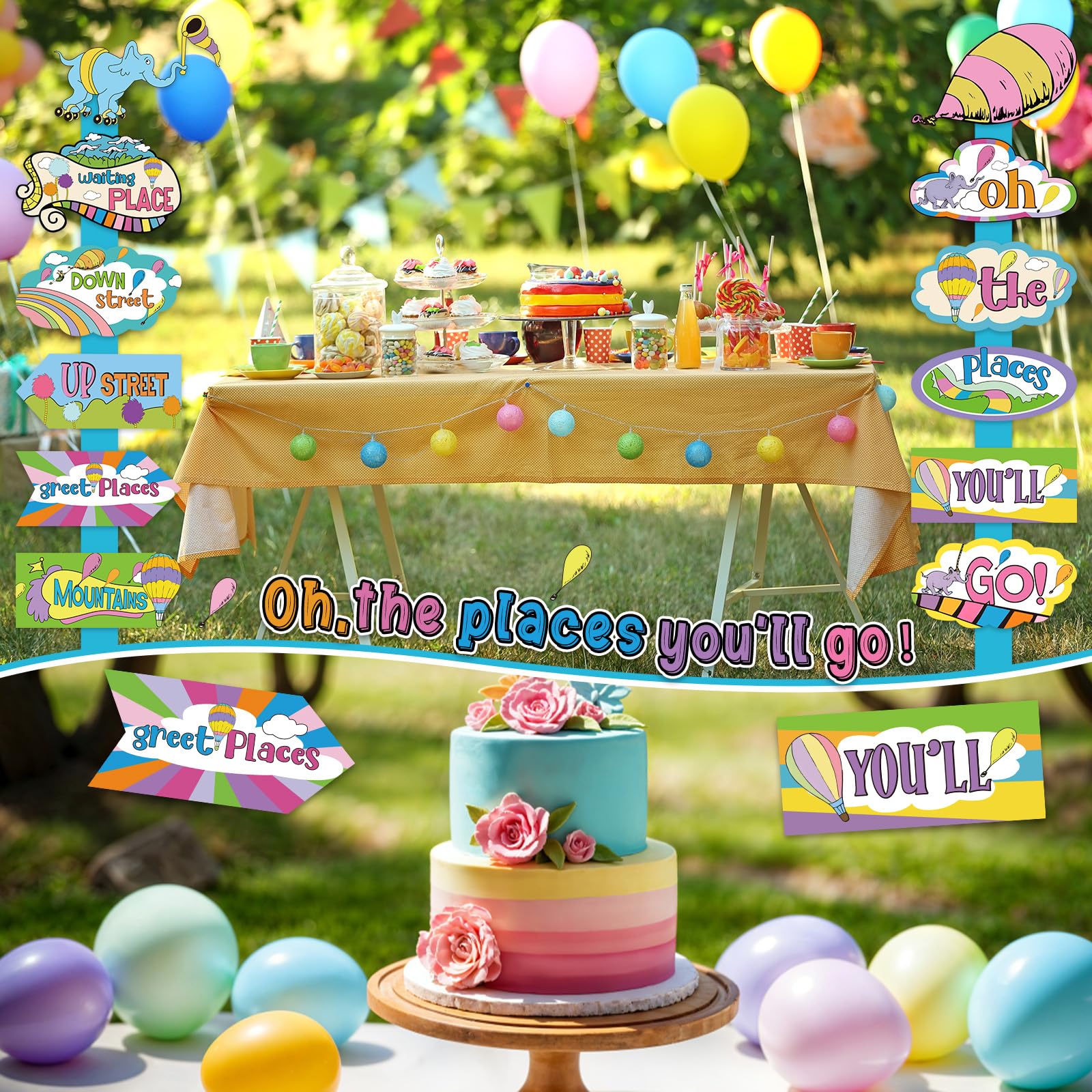 Marhpveua 20-piece sign set simplifies graduation decor setup.