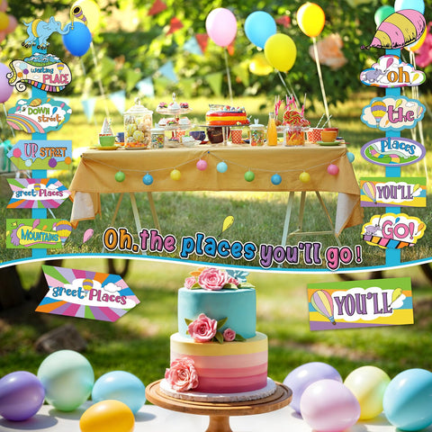 Marhpveua 20-piece sign set simplifies graduation decor setup.