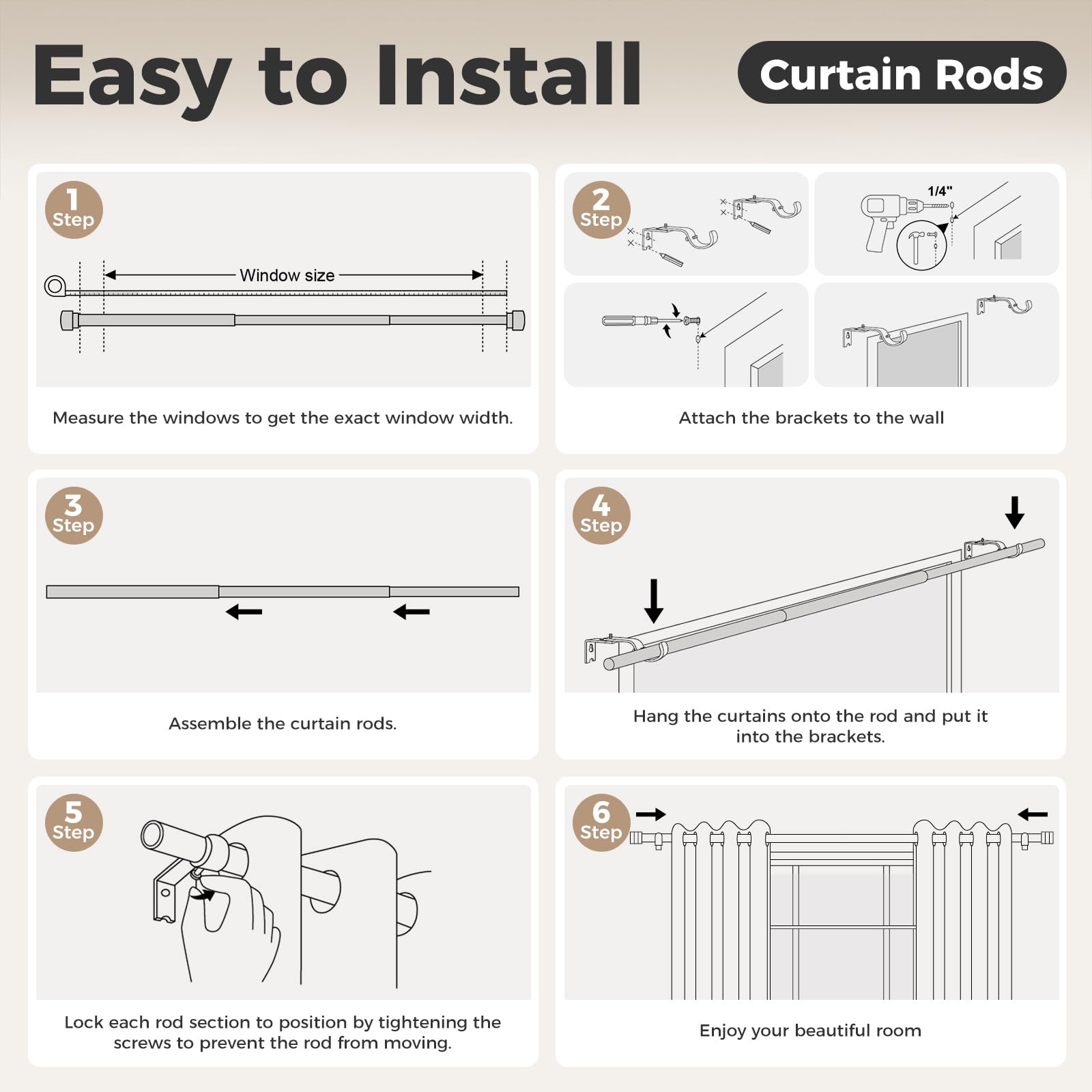 MARHSIPE easy installation guide and hardware in one kit.