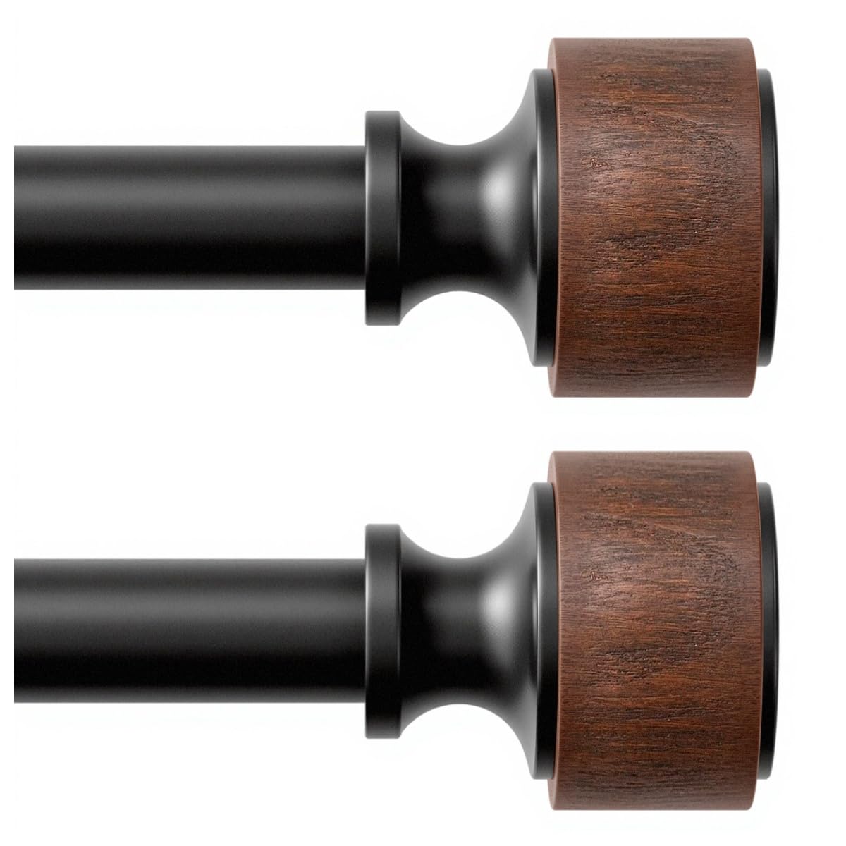 MARHSIPE wood curtain rod 2-pack with imitation wood grain finish for a refined look.