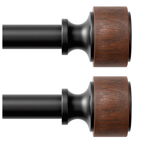 MARHSIPE wood curtain rod 2-pack with imitation wood grain finish for a refined look.