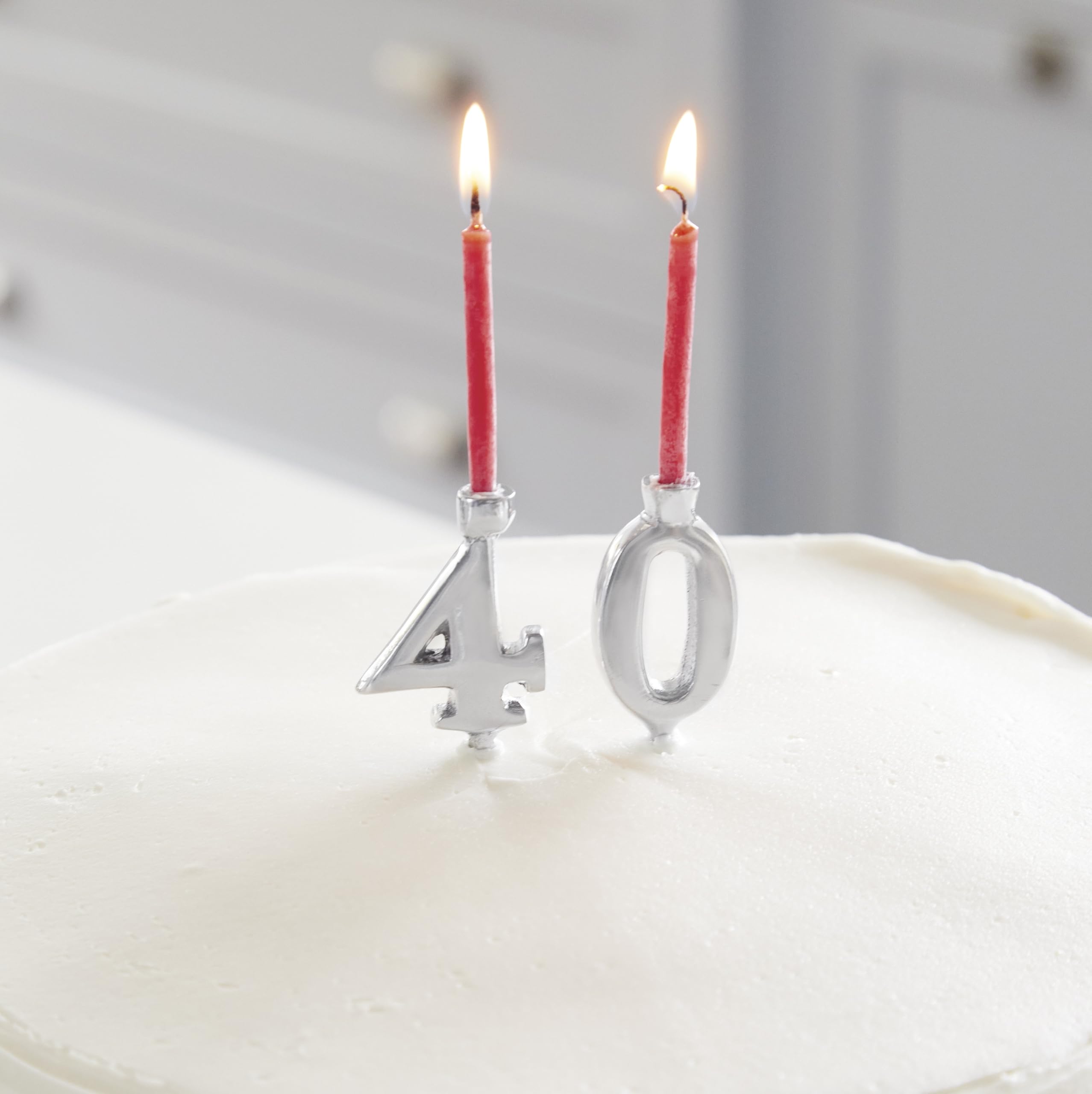 Mariposa Number Candle Holder Set Silver boxed gift ready for celebrations