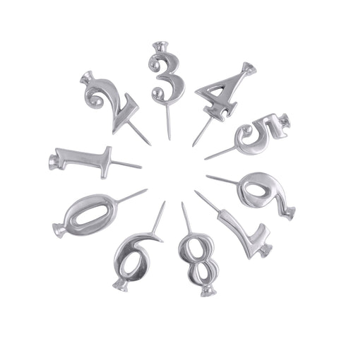 Mariposa Number Candle Holder Set Silver closeup for elegant birthday decor