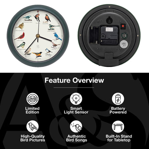 Built-in stand on the Mark Feldstein clock for easy tabletop display.