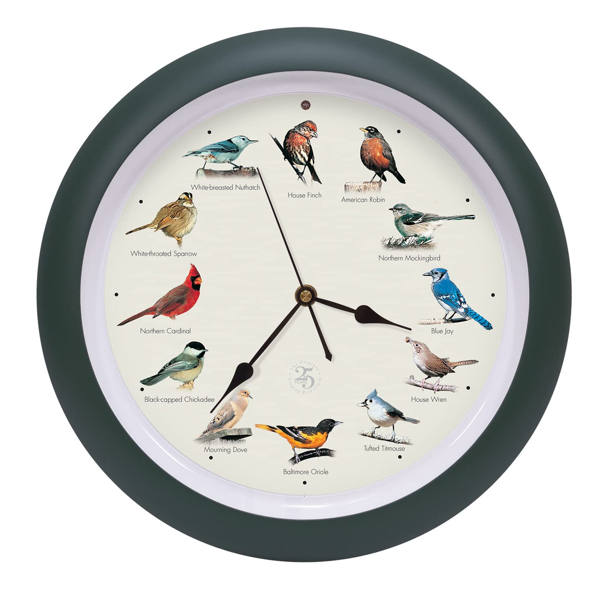 Mark Feldstein Original Singing Bird Clock 25th Anniversary artwork displayed for collectible home elegance.