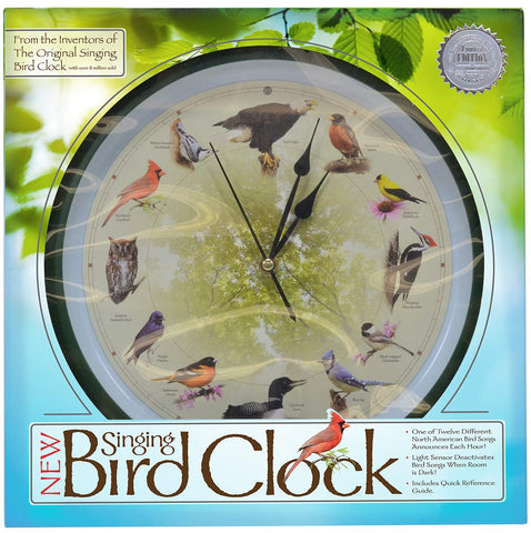 Mark Feldstein Singing Bird Clock bird sounds feature provides a natural hourly soundtrack.