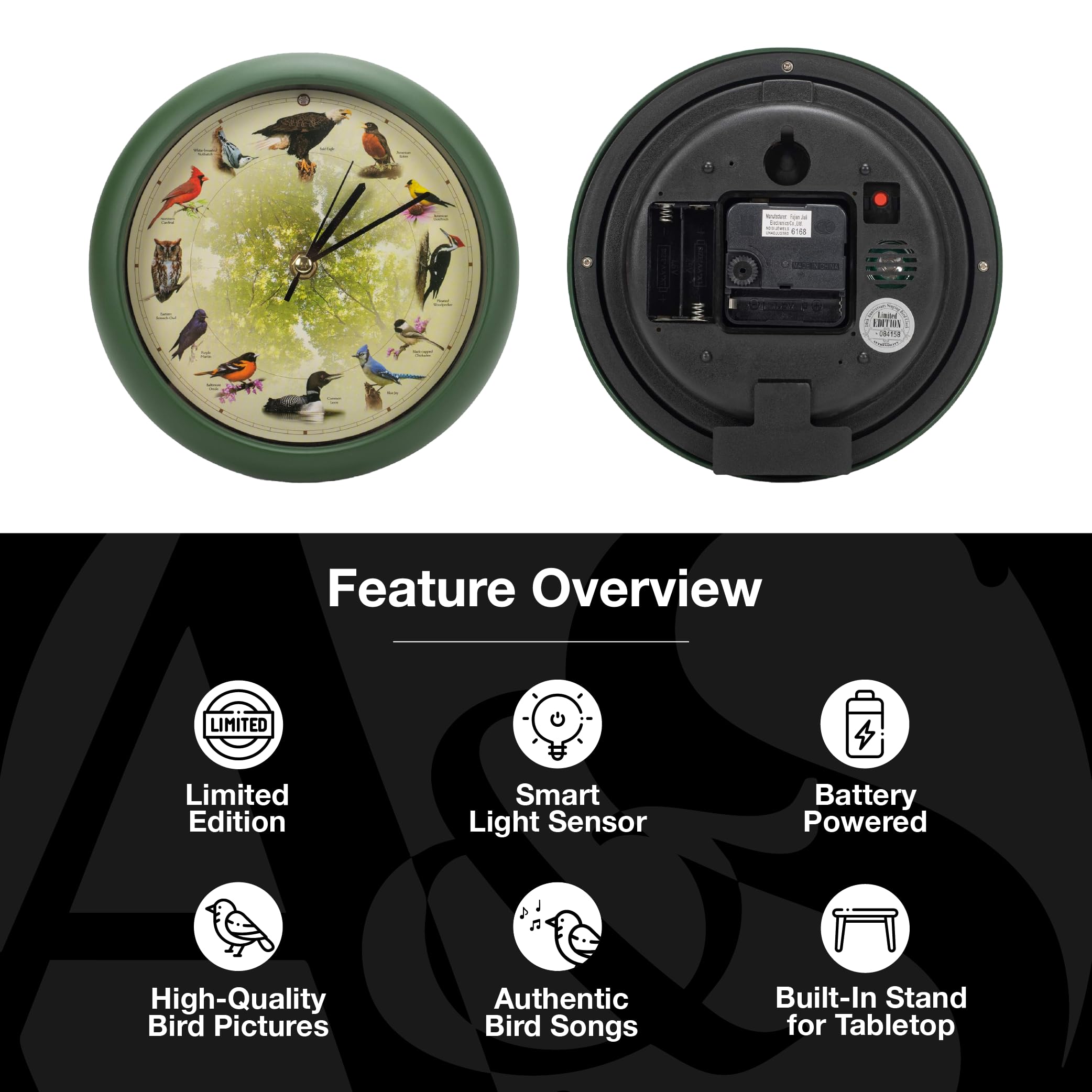 Mark Feldstein Singing Bird Clock quick reference guide included supports easy setup.