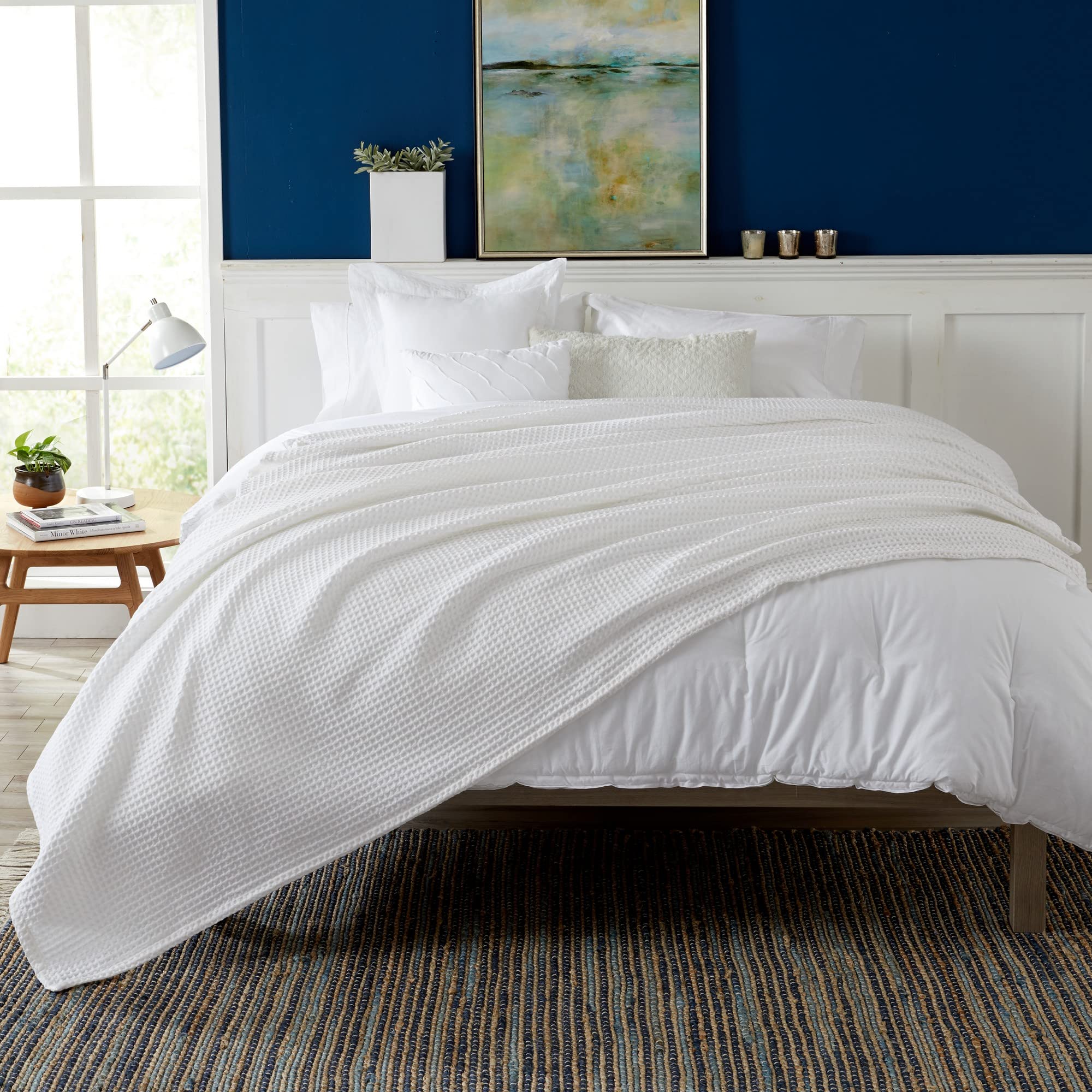 Close-up of Brielle blanket waffle texture highlighting softness and breathability