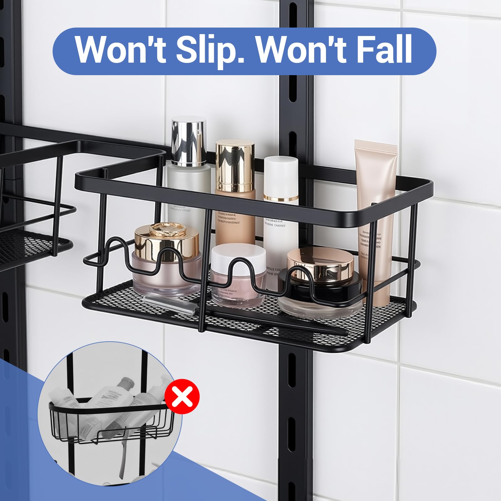 Marovitax no-spill mesh bottom prevents small items from slipping