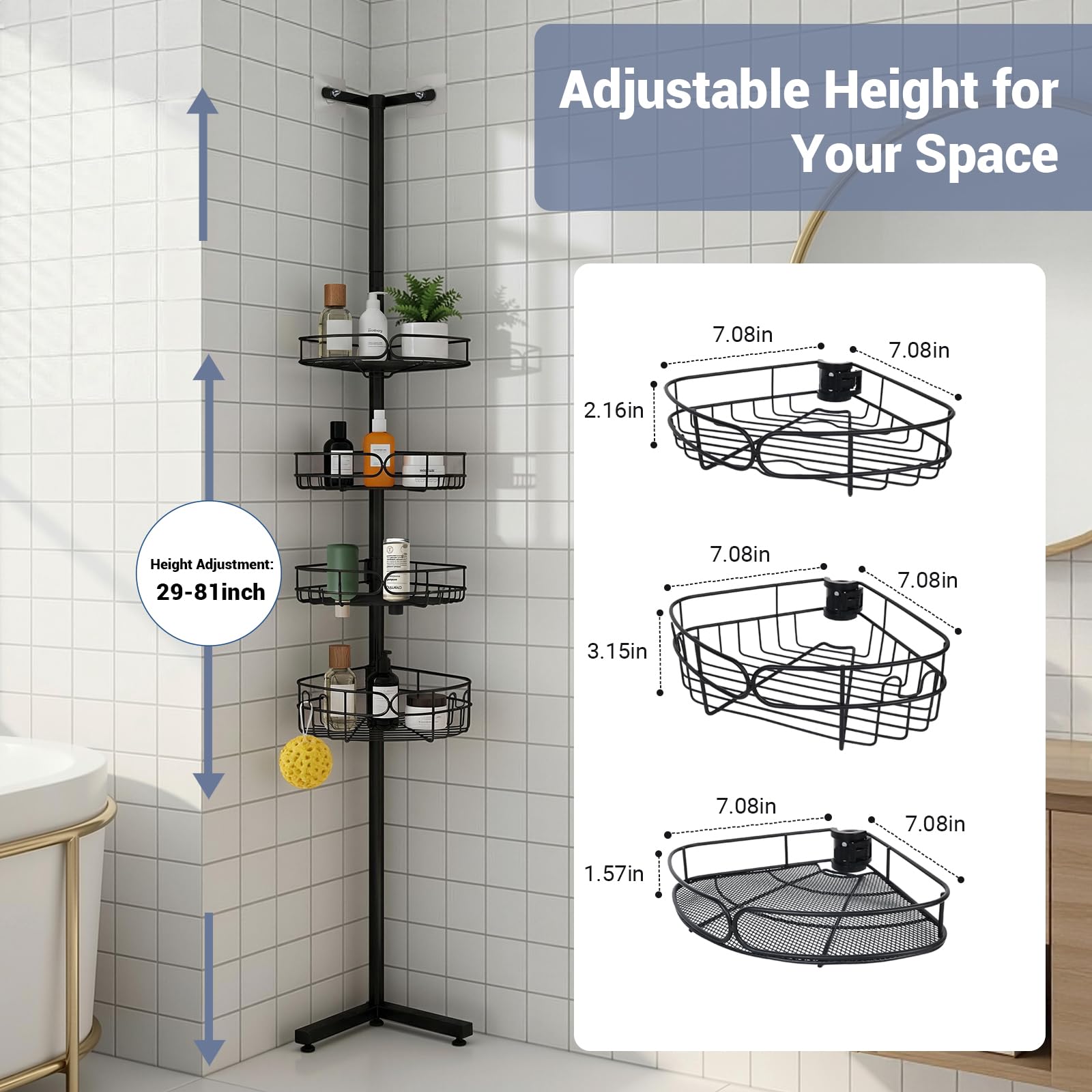 Marovitax non-slip base with adhesive pads stabilizing corner placement