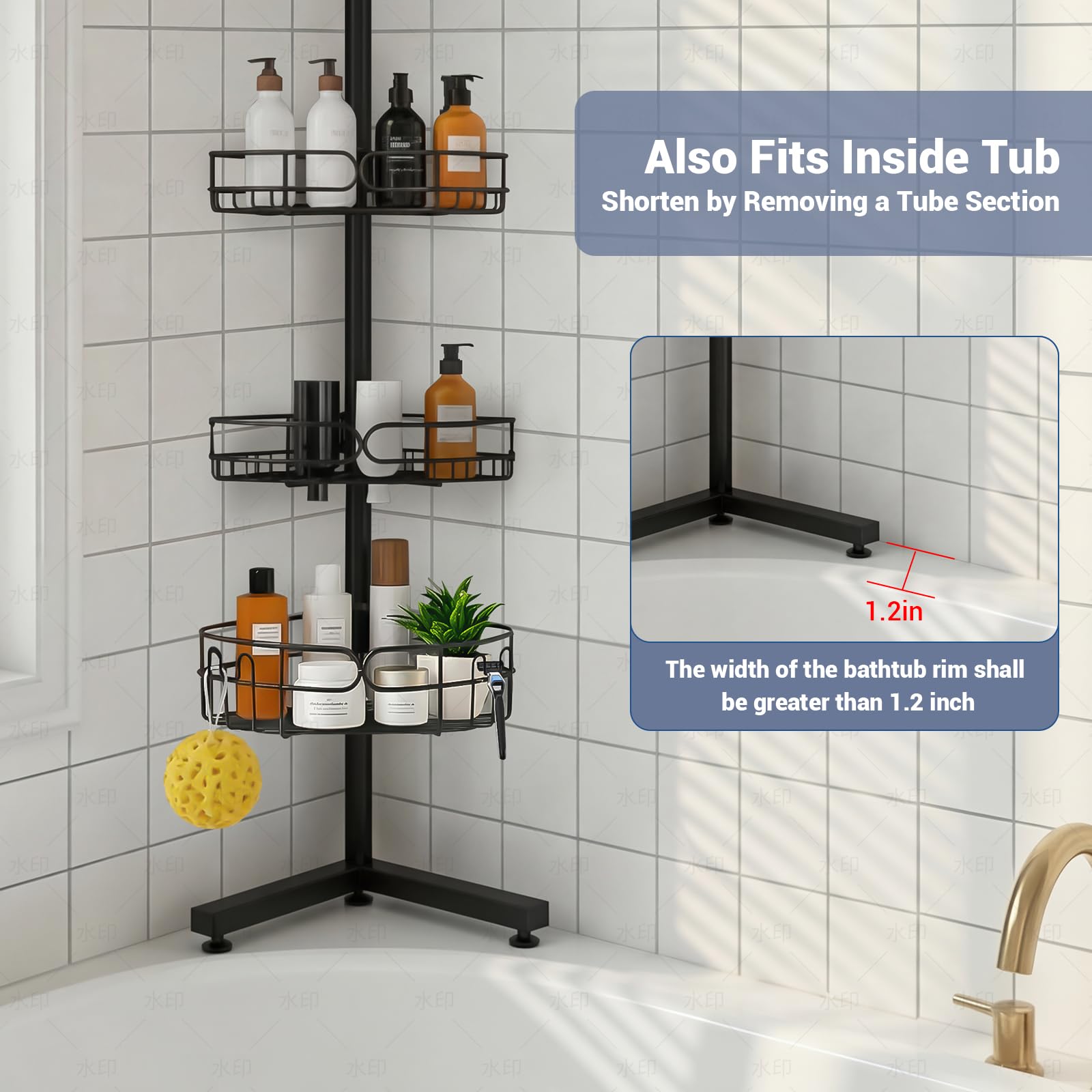 Marovitax four-shelf design with mesh shelf for small items and drainage